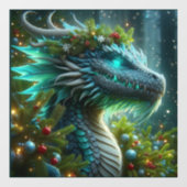 魔法のターコイズクリスマスドラゴン ウィンドウサイン (シート)