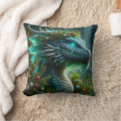 魔法のターコイズクリスマスドラゴン クッション (ブランケット)