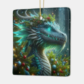 魔法のターコイズクリスマスドラゴン セラミックオーナメント (左)
