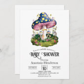 魔法のチャーミングなきのこベイビーシャワー 招待状 (正面/裏面)