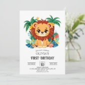 魔法のチャーミングライオン1歳誕生日デジタル 招待状 (スタンド正面)