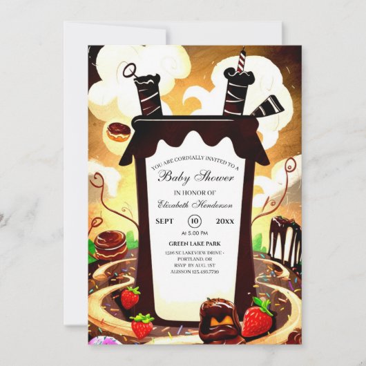 魔法のチョコレートベイビーシャワー 招待状 (正面)