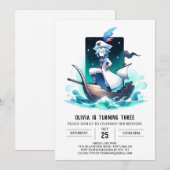 魔法のデジタルかわいい海賊誕生日 招待状 (正面/裏面)