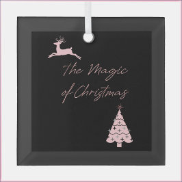 魔法のトナカイと木 ガラスオーナメント