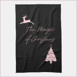 魔法のトナカイと木 キッチンタオル