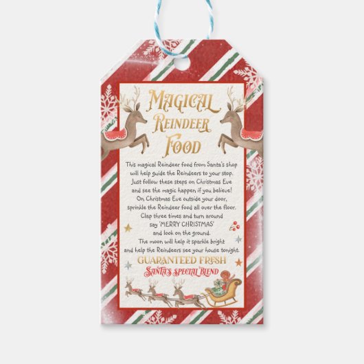 魔法のトナカイ食品クリスマスイブボックスフィラー ギフトタグ (正面)