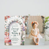 魔法のドアウェイの妖精　ファーストバースデーパーティ　フォト 招待状 (スタンド正面)