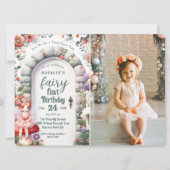 魔法のドアウェイの妖精　ファーストバースデーパーティ　フォト 招待状 (正面)