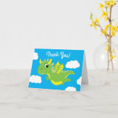 魔法のドラゴンかわいい感謝1stバースデーカード カード (黄色い花)