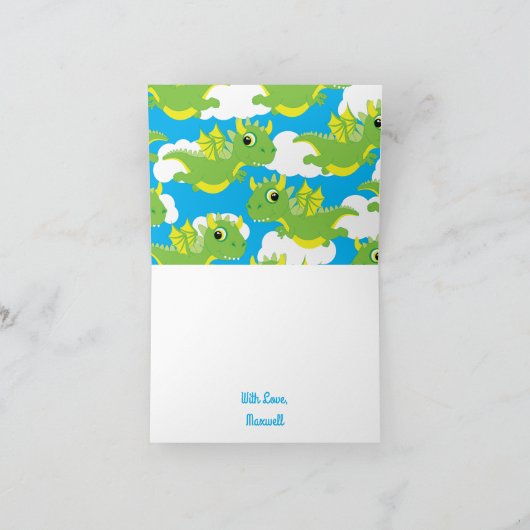 魔法のドラゴンかわいい感謝1stバースデーカード カード (内部)