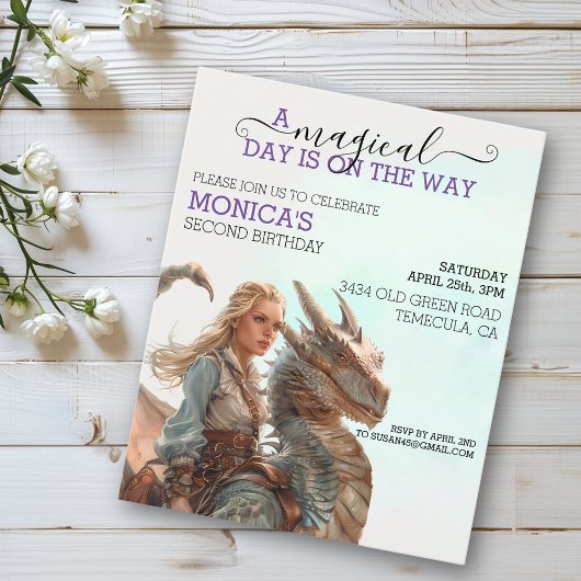 魔法のドラゴンに乗るお姫様の誕生日