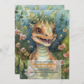 魔法のドラゴンベビーシャワー 招待状 (正面/裏面)