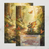 魔法のドラゴンベビーシャワー 招待状 (正面/裏面)