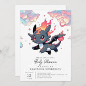 魔法のドラゴンベビーシャワー 招待状 (正面/裏面)