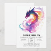 魔法のドラゴン物語の誕生日 招待状 (正面/裏面)