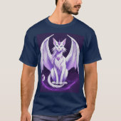 「魔法のドラゴン猫Tシャツ：どこでファンタジーが出会うか Tシャツ (正面)