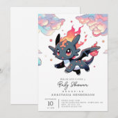 魔法のドラゴン ベビーシャワー 招待状 (正面/裏面)