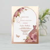 魔法のドレスエンチャントキンセアニェラバラ金ゴールド 箔招待状 (立ち正面)