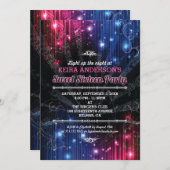 魔法のネオングローライトスウィート16パーティー 招待状 (正面/裏面)