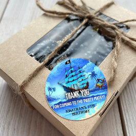 魔法のネオンブルーグロー海賊船パーティーありがとう ラウンドシール