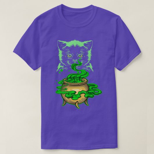 魔法のネコ魔女オカルト錬金術ウィッカ魔術 Tシャツ (デザイン正面)