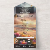 魔法のハイビスカスで魅惑された熱帯ビーチ オールインワン招待状 (内側)