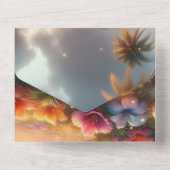 魔法のハイビスカスで魅惑された熱帯ビーチ オールインワン招待状 (裏面)