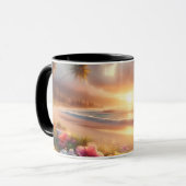 魔法のハイビスカスで魅惑された熱帯ビーチ マグカップ (正面左)