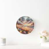 魔法のハイビスカスで魅惑された熱帯ビーチ ラウンド壁時計 (ホーム)