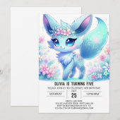 魔法のハッピー狐デジタル誕生日 招待状 (正面/裏面)