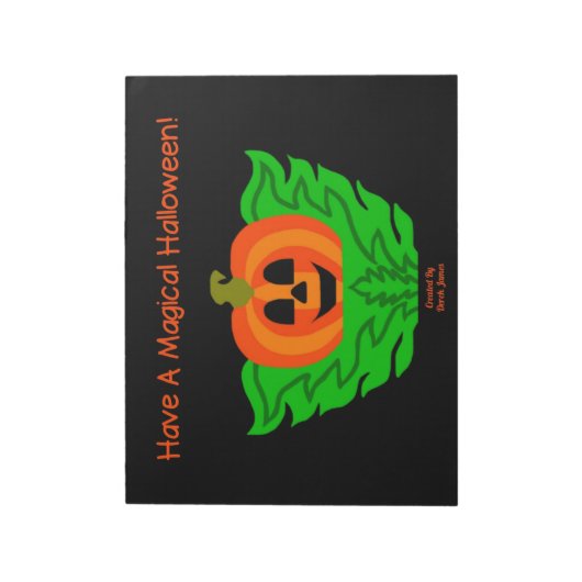 魔法のハロウィンカボチャのメモ帳 ノートパッド (回転)