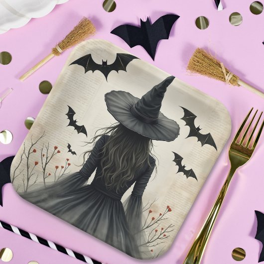魔法のハロウィン魔女 ペーパープレート