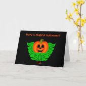 魔法のハロウィン かぼちゃのグリーティングカード カード (黄色い花)