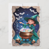 魔法のハロウィーンの魔女とカルドロン カード (正面)
