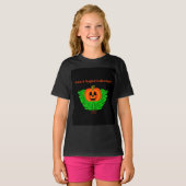 魔法のハロウィーンカボチャ女の子ブラックTシャツ Tシャツ (正面フル)