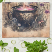 魔法のハーブ・カオルドル植物画 キッチンタオル (折り畳み)