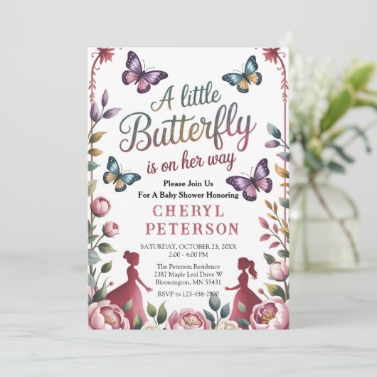 魔法のバタフライ ベビーシャワー 招待状 (スタンド正面)