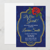 魔法のバラのフェアリーテイルベイビーシャワー招待状 招待状 (正面/裏面)