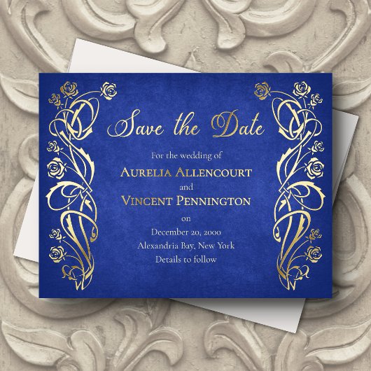 魔法のバラの城の結婚式のSave the Dateカード 箔シーズンポストカード