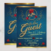 魔法のバラの婚約のお知らせ 招待状 (正面/裏面)