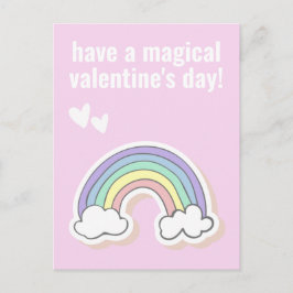 魔法のバレンタインデー，かわいいキッズユニコーン虹 ポストカード