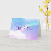 魔法のパステルクラウドとレインボーありがとう カード (黄色い花)