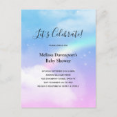 魔法のパステルクラウドとレインボーベイビーシャワー インビテーションポストカード (正面)