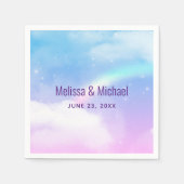 魔法のパステルクラウドとレインボー結婚ズ スタンダードカクテルナプキン (正面)