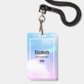 魔法のパステルクラウドと虹 バッジ (ストラップ付き表面)