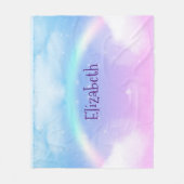 魔法のパステルクラウドと虹 フリースブランケット (正面)