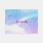 魔法のパステルクラウドと虹 フリースブランケット (正面(横))