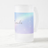 魔法のパステルクラウドと虹 フロストグラスビールジョッキ (正面右)