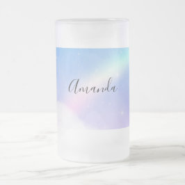 魔法のパステルクラウドと虹 フロストグラスビールジョッキ