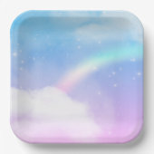 魔法のパステルクラウドと虹 ペーパープレート (正面)